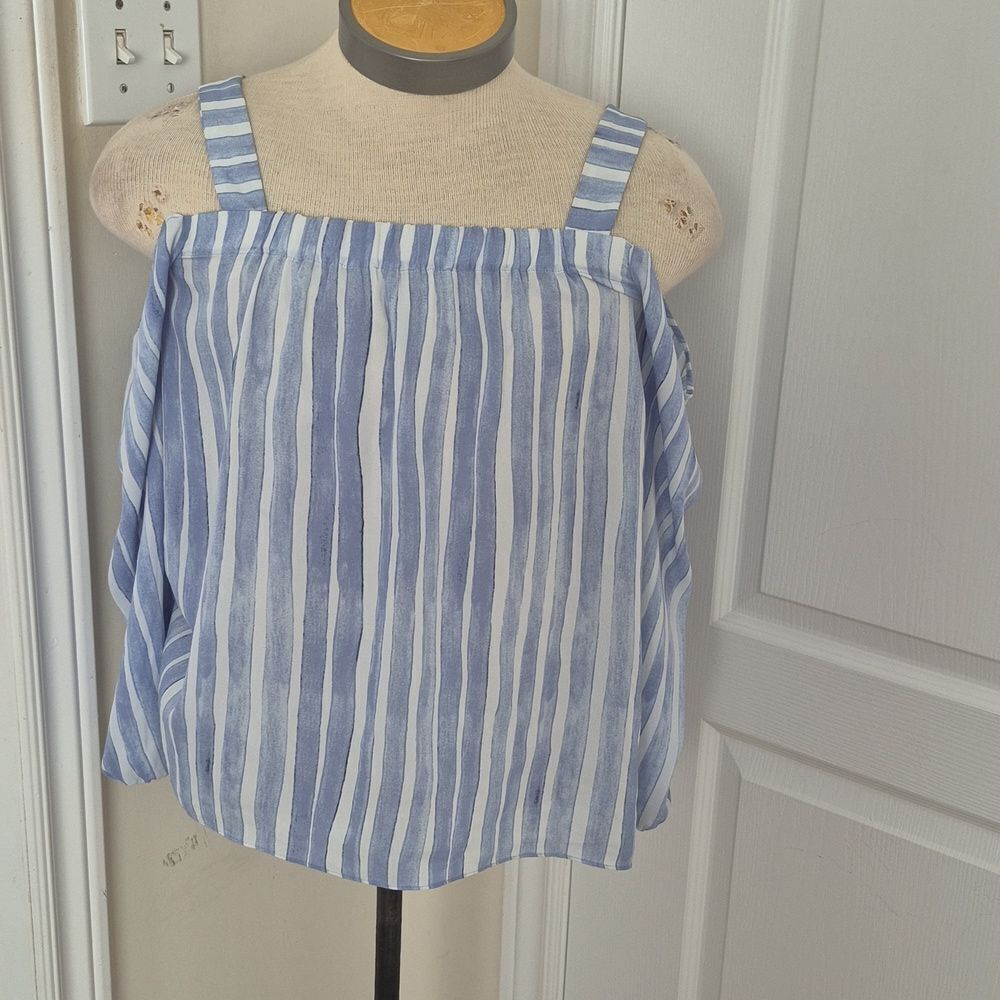 Vince Camuto Blue and White Striped Top